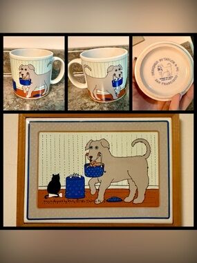 Vtg 1982 Taylor & Ng Doggie Do-Good Set - Mug & Framed Tile Trivet - Win Ng